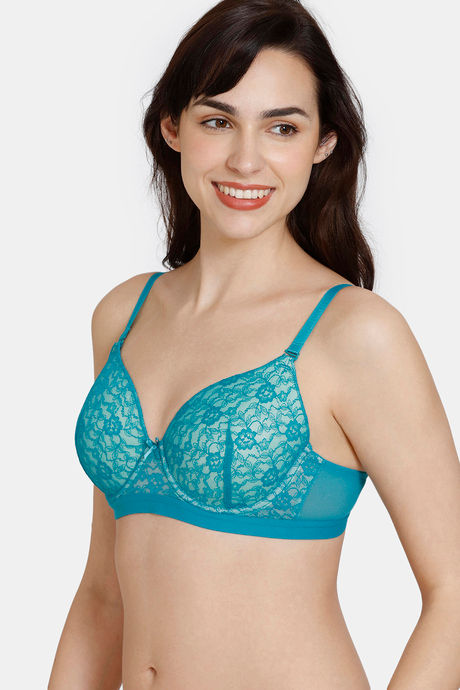 Zivame Beautiful Basics Padded Wired 3/4Th Coverage Lace Bra - Exotic Plume — image 3